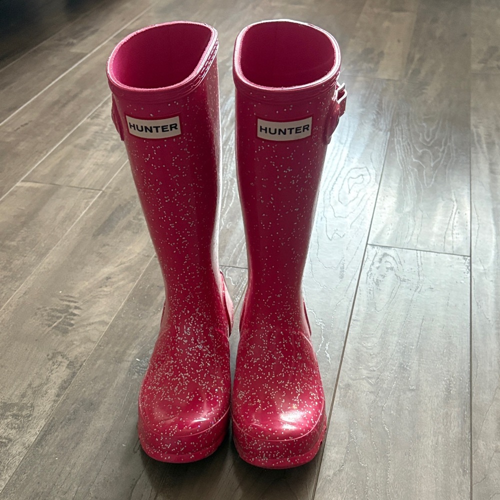 Hunter Pink Glitter Rain Boots